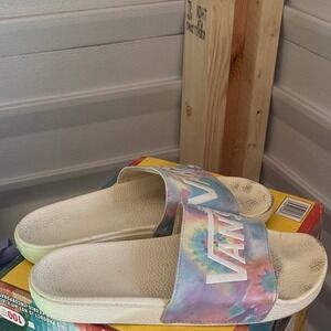 Vans Tie Dye Slides Sandals Women Size 8 Multi Color Pool Beach Casual